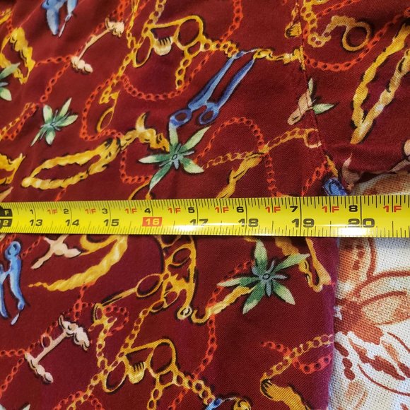 JENNIFER MOORE PETITES SIZE SMALL LONG SLEEVE BUTTON DOWN JEWELS PRINT RED - Picture 10 of 13